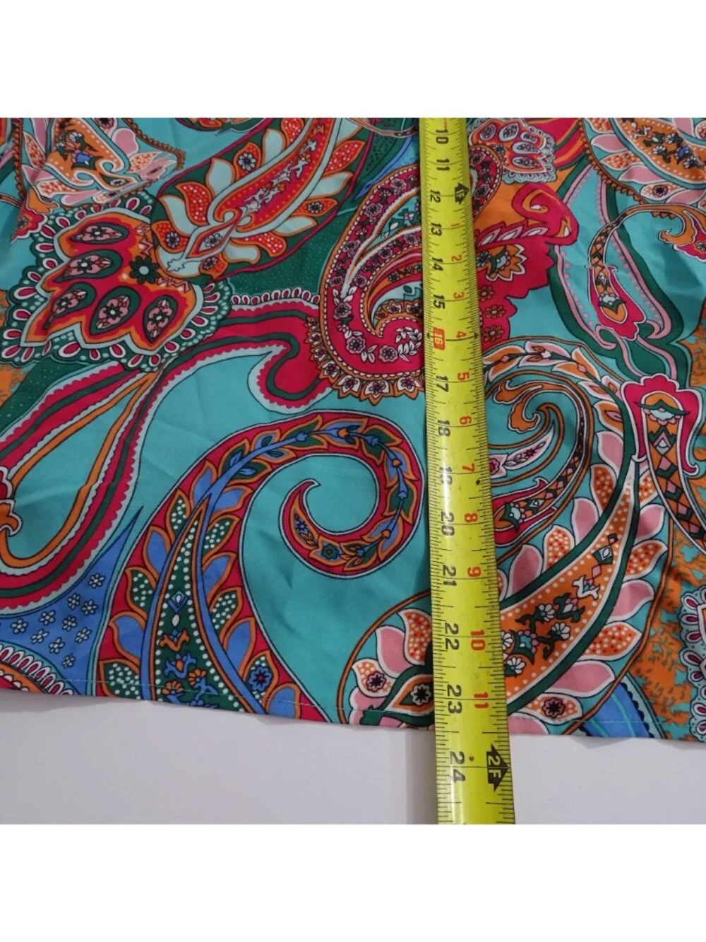 Shein Paisley Long Sleeve Faux Wrap Blouse Women Size M 6 Multicolor Blue Green - Picture 11 of 12